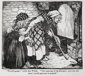 Gretel und die alte Hexe am Ofen aus 