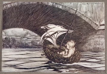 Er ging unter der Brücke hindurch und kam in voller Sicht auf die köstlichen Gärten, aus Peter Pan in Kensington Gardens von J M Barrie, veröffentlicht 1906