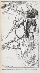 Illustration von Imogen und ihren Brüdern aus Cymbeline