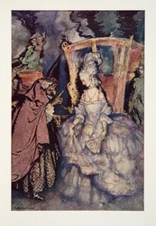 Nun, Aschenputtel, du darfst gehen; aber denk daran..., aus The Arthur Rackham Fairy Book, veröffentlicht 1933