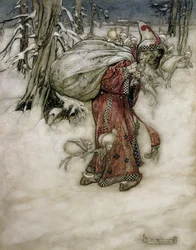 Weihnachtsmann, Illustration aus Arthur Rackhams Bilderbuch, 1907, veröffentlicht 1913