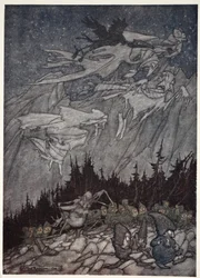 Die Kaatskill-Berge waren schon immer von seltsamen Wesen heimgesucht., aus Rip Van Winkle von Washington Irving, veröffentlicht 1910