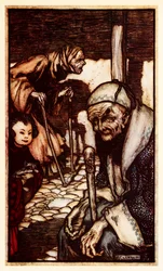 Die Struldbrugs, unglückliche Unsterbliche ohne ewige Jugend, die aus Teil III: Eine Reise nach Laputa, Balnibarbi, Luggnagg, Glubbdubdrib und Japan in Gullivers Reisen von Jonathan Swift erklärt werden