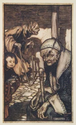 Die Struldbrugs, aus Gullivers Reisen von Jonathon Swift, veröffentlicht 1909