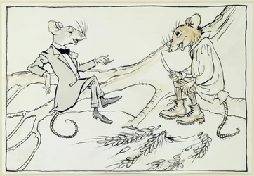 Die Stadtmaus und die Landmaus, Illustration aus Äsops Fabeln, veröffentlicht 1912