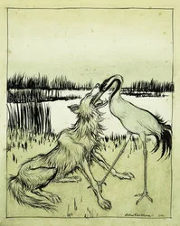 Der Wolf und der Kranich - Äsops Fabeln, 1912