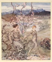 Dann gingen sie Hand in Hand in das Land, das nach Apfelblüten und Honig riecht, Illustration aus 