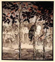 Sie standen draußen, erfüllt von Wildheit und Schrecken, Illustration aus 