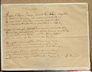 Manuskript des Gedichts von Arthur Rimbaud: „Die Vokale“