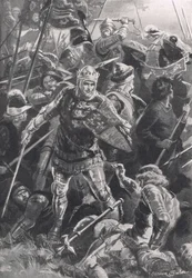Heinrich V. und der Herzog von Alençon in der Schlacht von Agincourt, 25. Oktober 1415, Illustration aus 