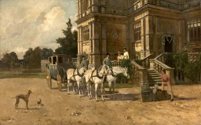 Vorderansicht von Wollaton Hall, Nottingham mit Pferd und Kutsche, ca. 1880-1906
