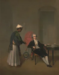 Porträt eines Gentlemans und eines indischen Dieners