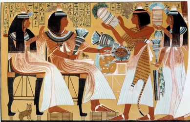 Kunst Ägypten: Ipuy und seine Familie. Faksimile reproduziert aus dem Grab von d