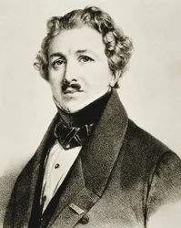 Louis-Jacques-Mandé Daguerre (1787-1851). Englischer Erfinder, der die Fotografie verbesserte. Lithografie