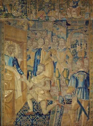 König Heinrich III. (1551-1589) auf seinem Sterbebett, ermordet von dem Mönch Jacques Clement am 1.08.1589