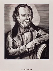 Porträt von Franz Schubert (Karikatur)