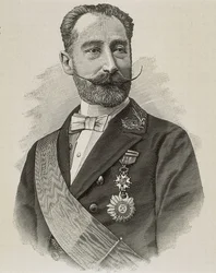 Amos Salvador Rodrigáñez (1845-1922). Spanischer Politiker und Ingenieur. Gravur