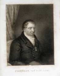 SCHLEGEL, Friedrich von (1772-1829). Deutscher Dichter, Kritiker und Gelehrter. Kritischer Führer der deutschen Romantik. Gravur.