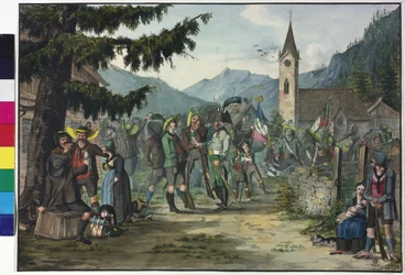 Die siegreiche Rückkehr der Bauern nach einem Kampf gegen die Franzosen
