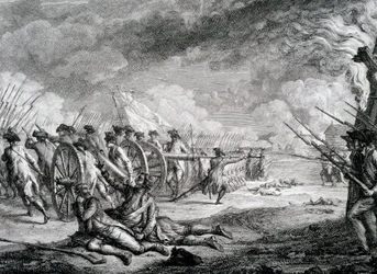 Unabhängigkeitskrieg der Vereinigten Staaten - Eine französische Darstellung der Schlacht von Lexington, Massachusetts