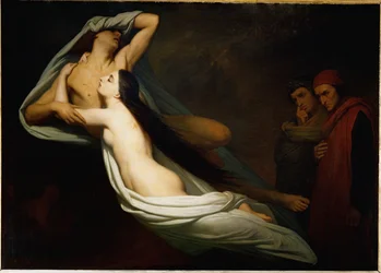 Die Schatten von Francesca da Rimini und Paolo Malatesta erscheinen Dante und Vergil …
