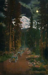 Auf der Straße vom Mount-Rainier-Nationalpark, Washington, ca. 1916