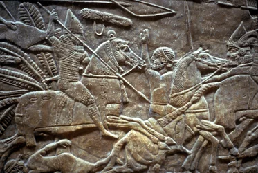 Assurbanipal in der Schlacht von Til-Tuba, 650-620 v. Chr.