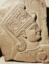 Relief, das den Kopf eines jungen Prinzen zeigt, aus Karkemisch, Türkei, Neo-Hethiter, 10.-8. Jahrhundert v. Chr.