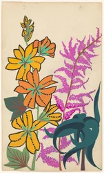 Entwurf für Stickerei von Blumenranken und Blättern