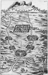 Mesopotamien, der Tigris und Euphrat - in „Tirris Babel“, von Athanasie Kirecheri S.J., Amsterdam