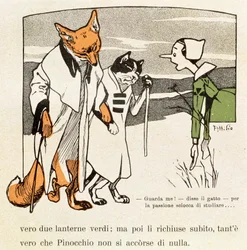 Pinocchio trifft Katze und Fuchs