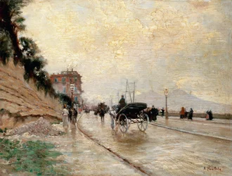 Kutsche auf der Promenade in Neapel