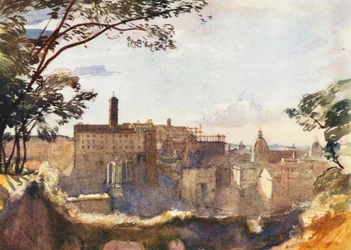 Rom: Das Kapitol vom Palatin (Farblithografie)