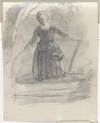 Angelndes Mädchen auf einer Brücke