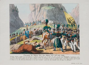 Die Armee von Graf Iwan Iwanowitsch Diebitsch überquert die Balken, um 1830