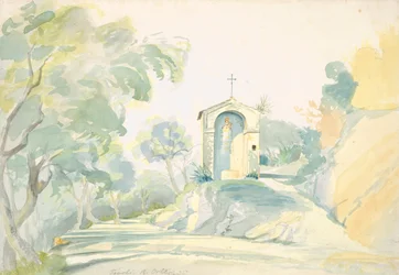 Eine Kapelle am Straßenrand in der Nähe von Tivoli, 1835