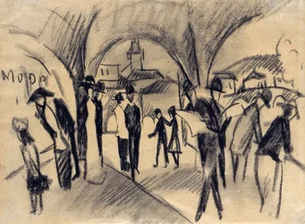 Szene unter den Arkaden in Thun, 1913