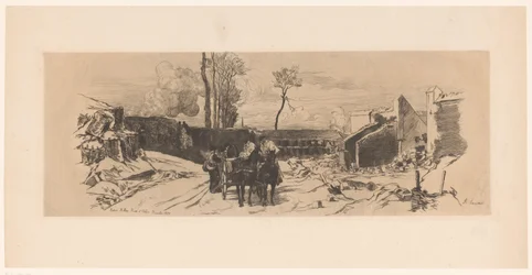 Soldaten auf einem Pferdewagen während des Deutsch-Französischen Krieges