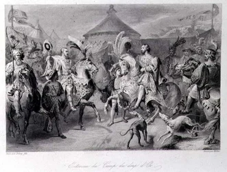 Das Treffen auf dem Feld des Goldenen Tuchs, 24. Juni 1520, graviert von Millin