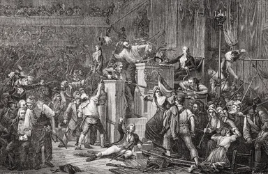 Der Kopf von Feraud am Tribunal, 20. Mai 1795, Jahr III, graviert von Jonnard aus 