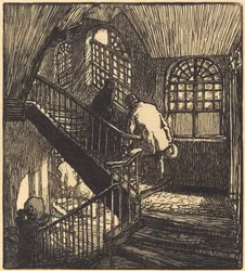 Treppe des Hauses, wo das Château Rouge war