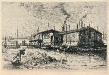 Alte Waschboote in Grenelle, 1915
