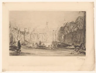 Ansicht auf das Spaarne und die Sint Bavo