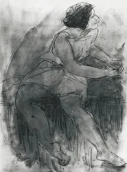 Isadora Duncan (1878-1927) (Bleistift und Waschung auf Papier)