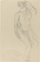 Sitzender weiblicher Akt, der nach vorne schaut