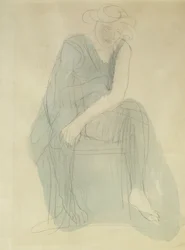 Sitzende Frau