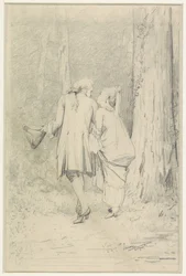Spazierendes Paar im Wald