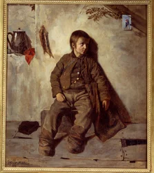 Ein Savoyer Schornsteinfeger. Gemälde von Auguste de Chatillon (1813-1881)
