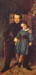 Victor Hugo (1802-85) und sein Sohn Francois-Victor, 1836