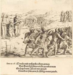 Moses mit ausgestreckten Armen